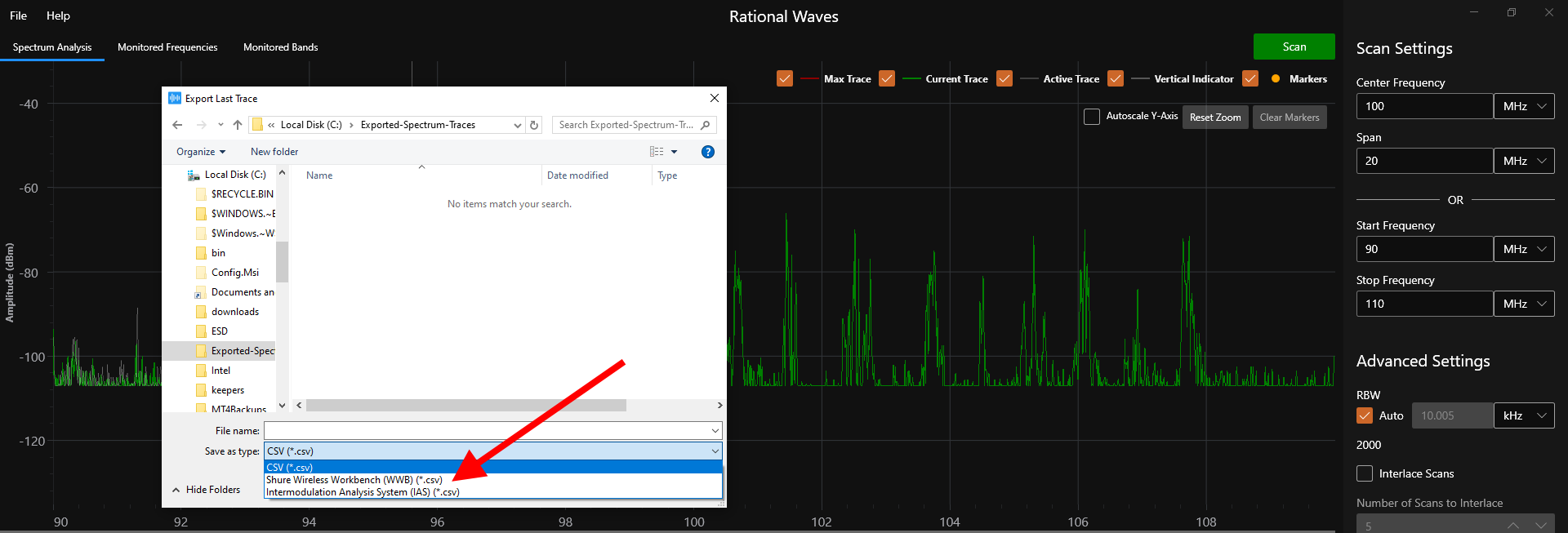 Rational Waves RF Spectrum Analysis Software