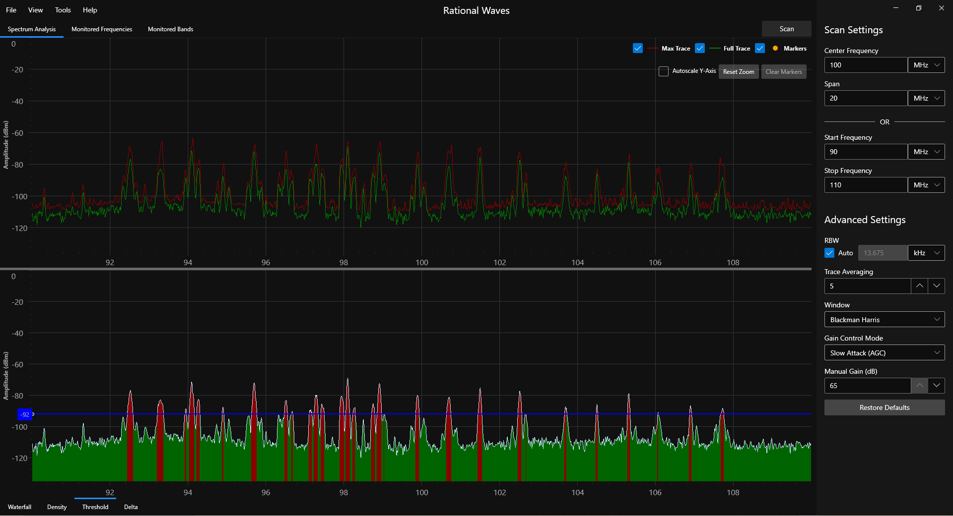 Rational Waves RF Spectrum Analyzer Software